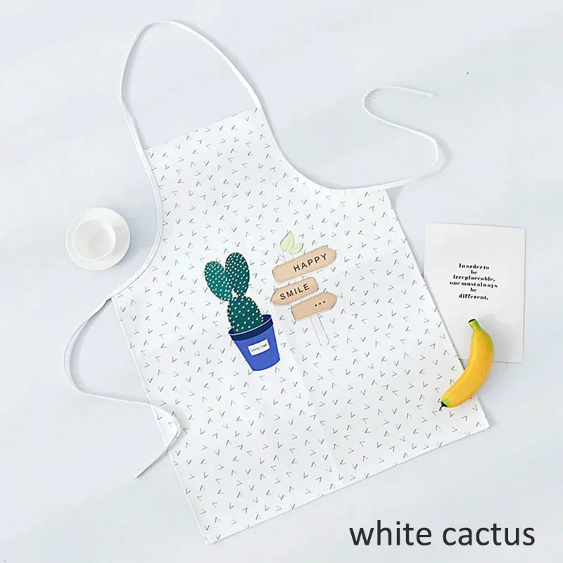 1 шт противообрастающий Кухонный Фартук водонепроницаемый без рукавов нордический стиль маслостойкий ПУ для приготовления пищи выпечки фартуки - Цвет: white cactus