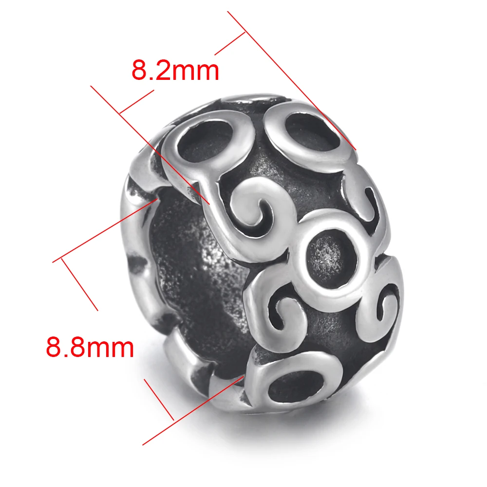 Hole 8.8mm Бусины Из Нержавеющей Стали точечный цилиндр с большим отверстием бусина ползунки подходят 8 мм кожаный шнур браслет разделитель для изготовления ювелирных изделий "сделай сам" поставки - Цвет: Hole 8.8mm