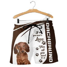 

PLstar Cosmos Dachshund Men's Shorts Summer Casual Shorts Funny Animal 3D Printed Loose Cool Beach Comfortable