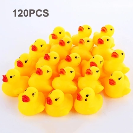 60-120pcs Baby Bath Ducks Shower Water Toys  Swimming Pool Float Squeaky Sound Rubber Ducks Toys for Childre Gifts 10