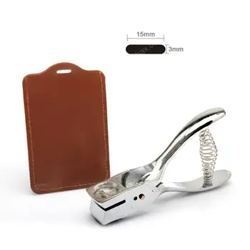 

Silver Metal Slot Punch Hand Slot Puncher ID Card Photo Badge Hole Punch Tag Tool Papers Voucher Perforator Office Kit Supplies