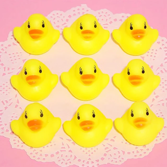 12pcs Baby Bathroom Water Pool Funny Toys for Girls Boys Gifts Kawaii Mini Colorful Rubber Float Squeaky Sound Duck Bath Toy 5