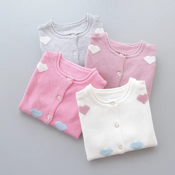 

2019 Spring Baby Girls Sweaters Kids Clothes Cotton Children Knitted Sweater Coat Cute Love Heart Girls Cardigan Jacket BC221