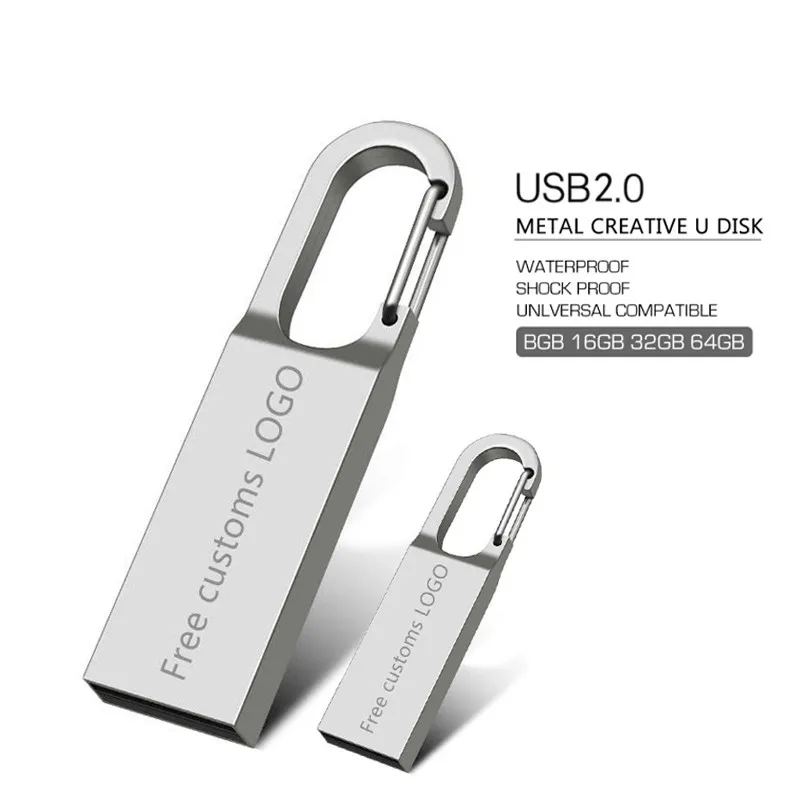 

USB Flash Drive 8GB 16GB Metal Pen Drive 4GB Waterproof Pendrive 32GB Memory Stick 64GB 128GB Memoria Usb 2.0 Free Custom Logo