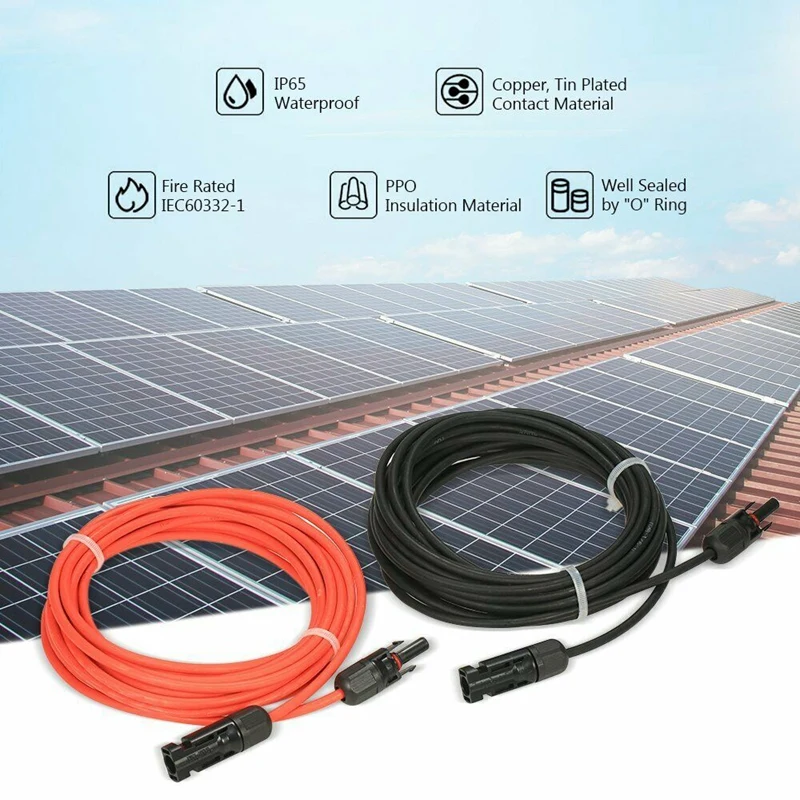 1 пара 10AWG панели солнечных батарей PV удлинитель с MC4 Женский Мужской Разъем 3.2Ft