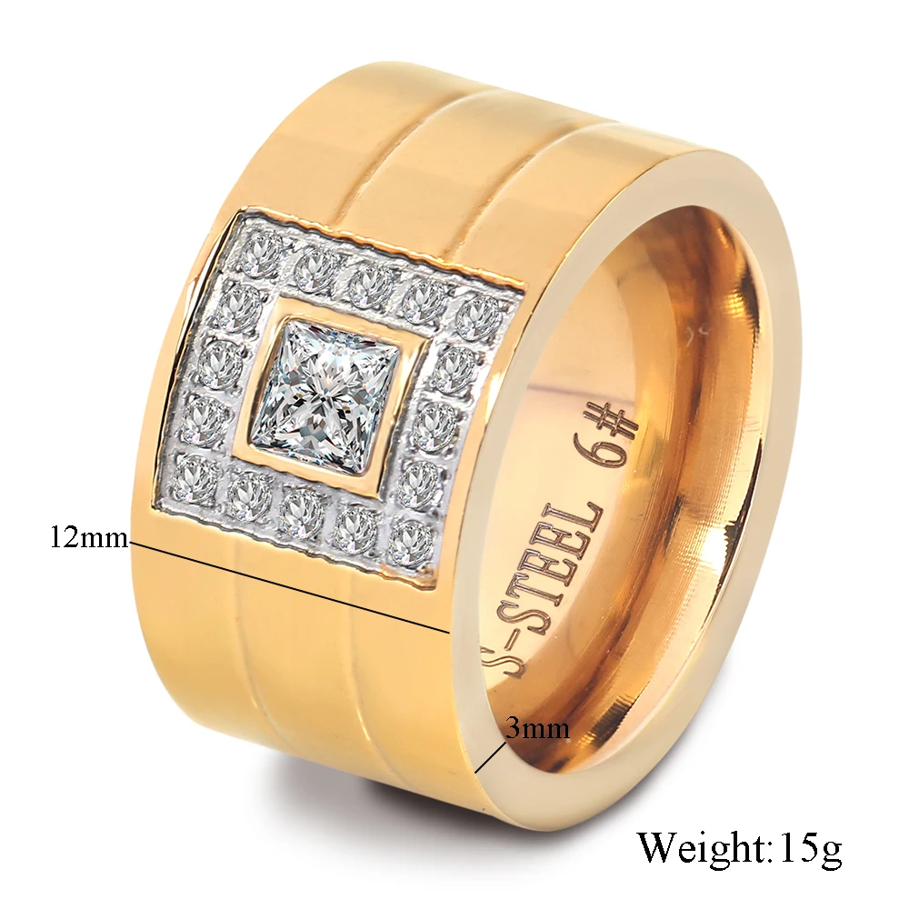 Женское кольцо серебристого цвета с белым камнем 12 мм|engagement ring|wide ringring jewelry |