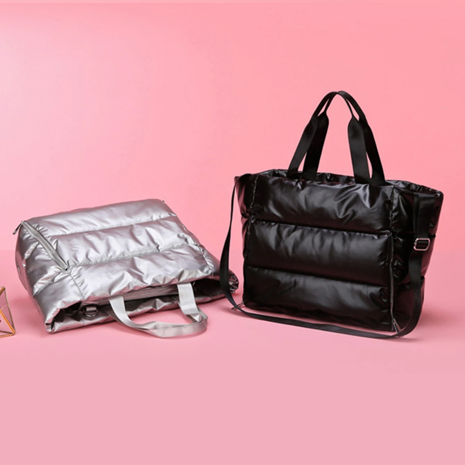 Women Sports Handbag Gym Duffle Travel Messenger Luggage Shoulder Bag Black