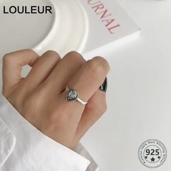 

LouLeur Genuine 925 Sterling Silver Zircon Ring Elegant Minimalist Adjustable Open Rings for Women Fashion Luxury Fine Jewelry