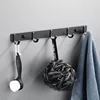 3 4 5 6 7 8 Hooks Towel Hat Coat Rack Black Wall Mount Aluminum Home Kitchen Hanger Bathroom Robe Clothes Hook Hanging Holder 2