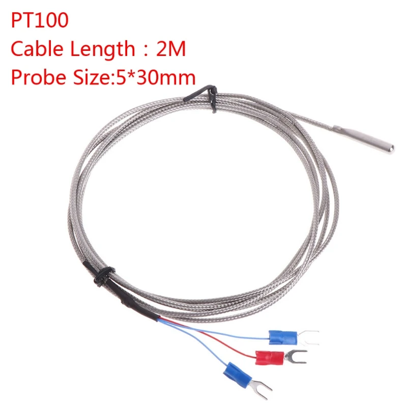 New Stainless Steel RTD PT100 Temperature Sensor Thermocouple with 2m 3 Cable Wires