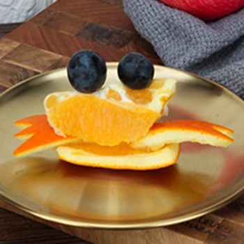 

Promotion! Stainless Steel Thickened Disc Golden Cafe Tray Fruit Tray Cake Tray Bone Dish Dish Shallow Plate 20cm