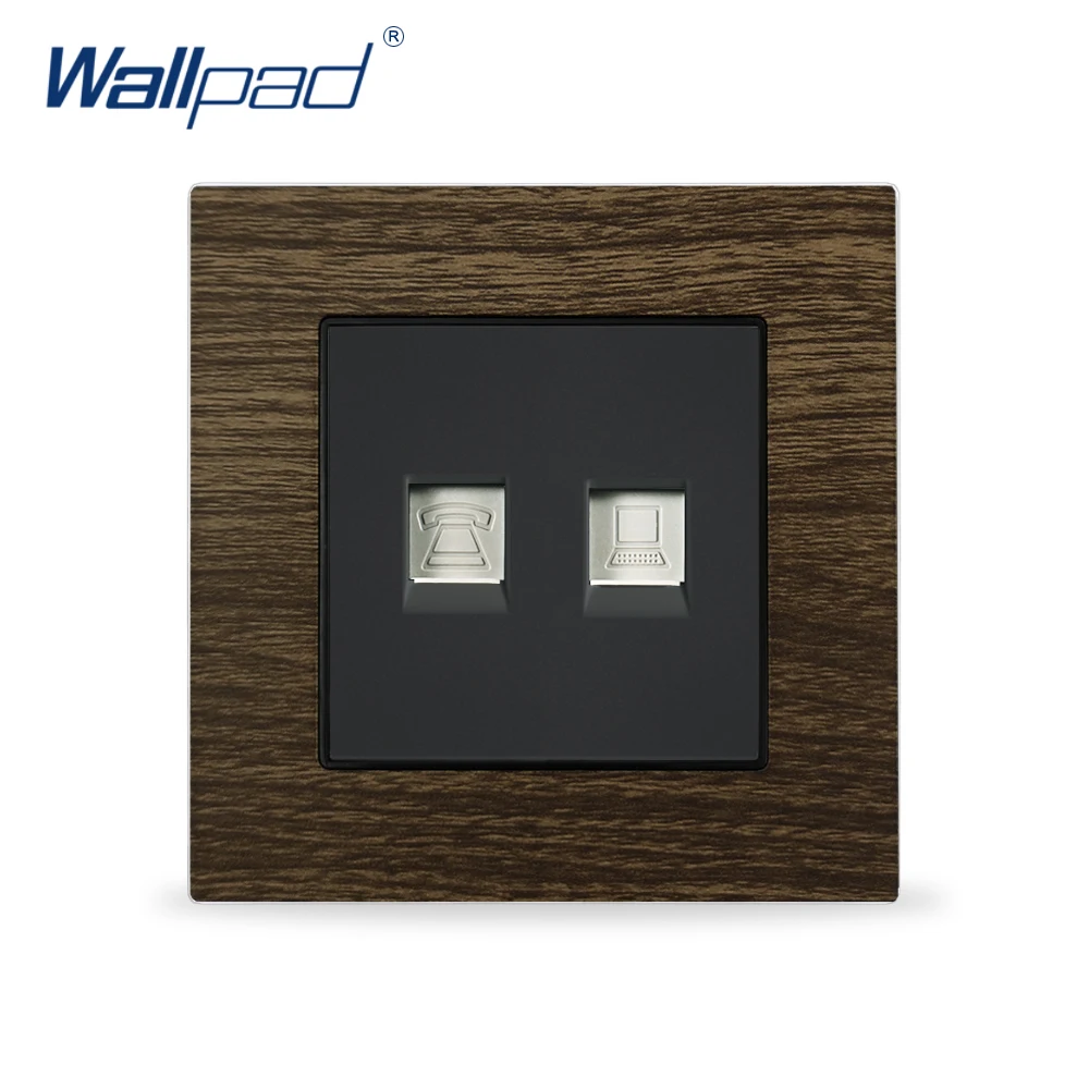 Настенная розетка CAT6 Data Tel RJ45 RJ11 для дома металлическая панель деревянный дизайн