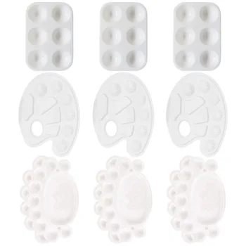 

9pcs Portable Painting Tray Cute Drawing Tray Plate Color Mixer for Kids Diy Craft Art Painting (3pcs White Feet+ 3pcs Rectangle