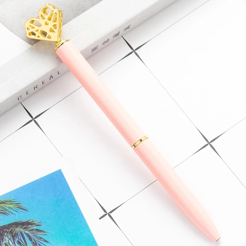 Любовь Сердце шариковая ручка металлический материал шариковые ручки для школы офиса креативные канцелярские подарки Серебряная ручка под розовое золото 10 цветов - Цвет: Pink