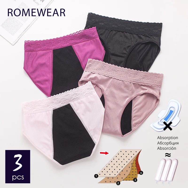 3Pcs4LayersMenstrualPeriodPantiesForWomenIncontinenceUnderwear