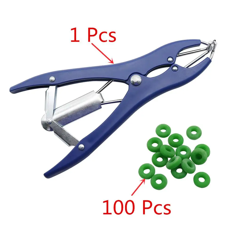 1Pliers and 100ring 1 шт. сломанный хвост щипцы для кастрации с 100 шт. высокие эластичные сухожилия резиновые кастрации кольца фермы животных животноводства - Цвет: 1Pliers and 100ring