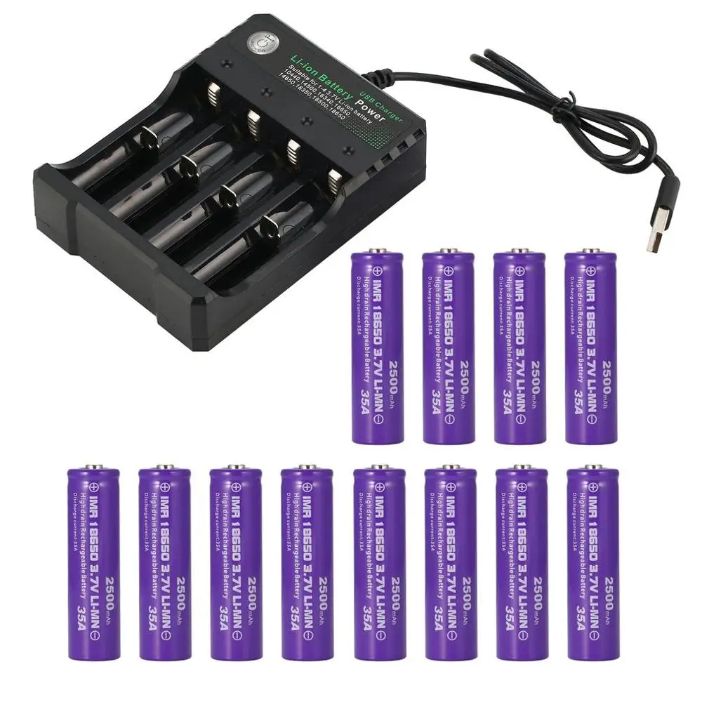 Vtc6 3,7 V 2500Mah литий-ионная аккумуляторная батарея 18650 для sony Us18650 C6 30A электронная сигарета мод+ 18650 зарядное устройство для Devilkin 225W TC - Цвет: 12battery 4 slots