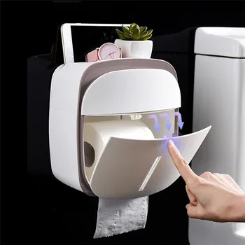 

Toilet Paper Holder Bathroom Waterproof Tissue Box with Phone Holder Shelf Large Drawer Multifunctional Roll Paper Holder Tray
