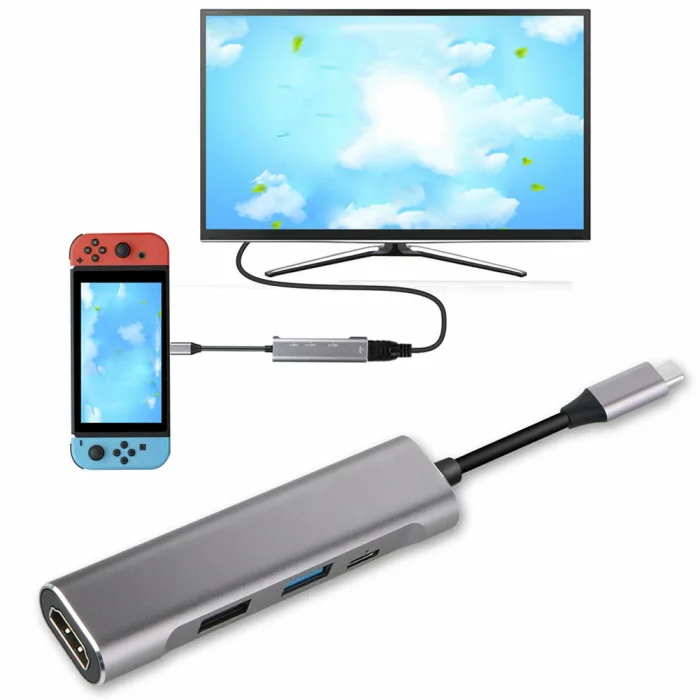 4 в 1 usb type-C концентратор для 4K HDMI USB 3,0 PD зарядный адаптер для Macbook Pro ноутбук ПК FKU66