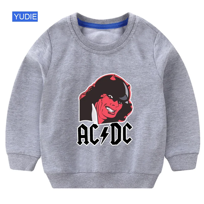 ACDC свитер для мальчиков и девочек; Детский свитер; толстовка с капюшоном; белый Хлопковый пуловер; топ; пуловер с принтом; Осенняя футболка с длинными рукавами