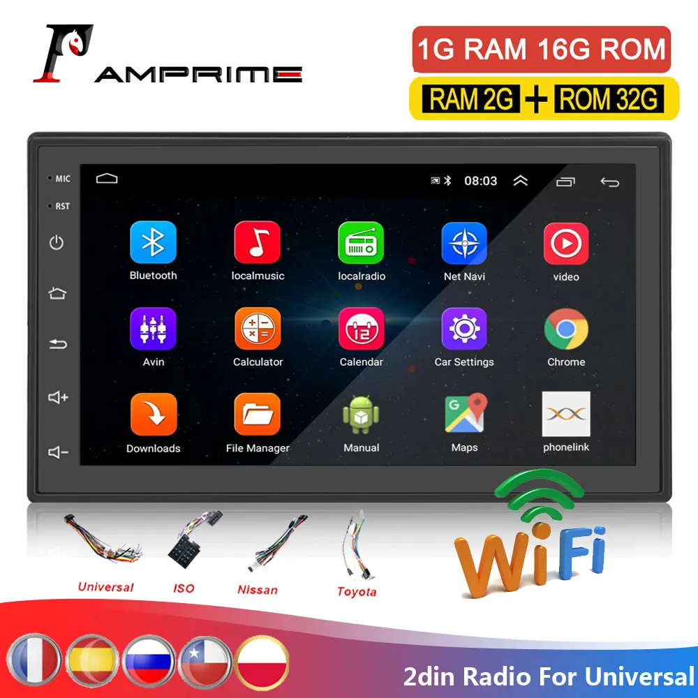 Автомагнитола AMPrime 7&quot 2 din на Android автомобильная мультимедиасистема GPS навигатор
