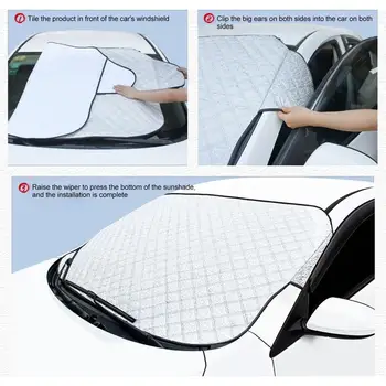 

145*100 mm Winter Car Windscreen Front Cover Anti Snow Ice Shield Dust Protector Heat Sun Mat Aluminum Foil Surface Layer