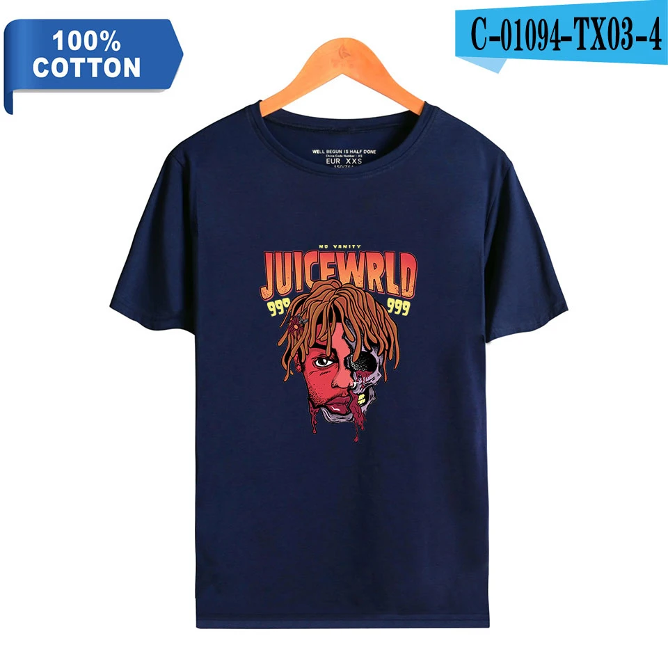 Juice Wrld хип хоп рэппер 2D хлопок Kpop Мужская мода хлопок с коротким рукавом Футболка лето Harajuku укороченный топ - Цвет: as picture