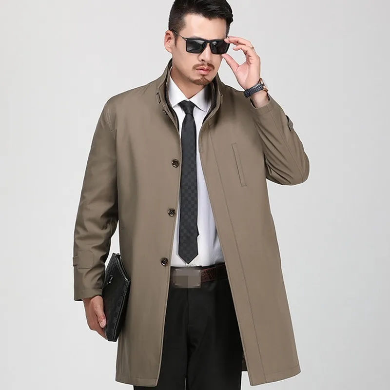 Smart Casual Autumn Winter Mens Medium Length Trench Coats Thick Stand Collar Liner Detachable Male Outerwear Plus Size | Мужская одежда