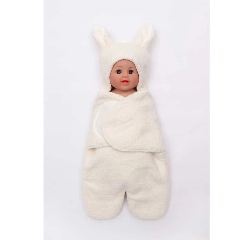 white-B Спящие пупсы, сумки для новорожденных, детские бархатные пеленки, конверт, теплые бархатные пеленка для детей 0-6 месяцев, спальный мешок - Цвет: white-B