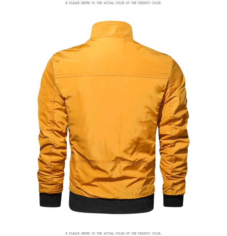 Winderbreaker Jacket גברים מוצק צבע צווארון עומד Tatical מעיל זכר עמיד למים גברים בגדי Streetwear אופנה מזדמן מעיל גבר