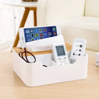 

1Pcs Creative Solid Wood Tissue Box Multi-purpose Storage Box Desktop Sundries Make up Holder Cosmetics Organizer