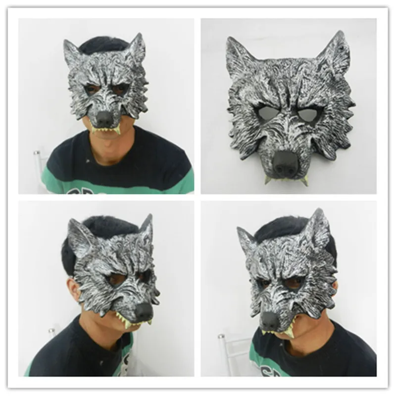 

Halloween Masquerade Party Mask Costume Wolves Ball Bar Decoration for Party Costume Cosplay Props Silver PU Terrorist Wolf Mask