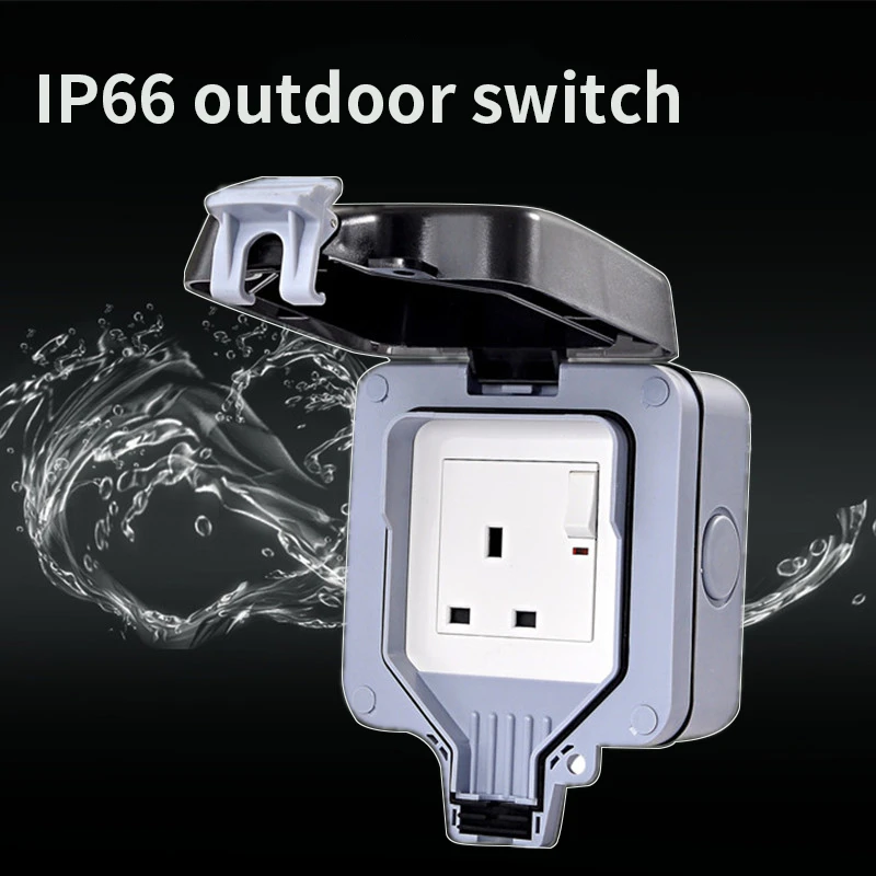 13a. Английский стиль Ip66 на открытом воздухе водонепроницаемый разъем дождь-Доказательство сад открытый источник питания розетка коробка Гонконг три отверстия приносить