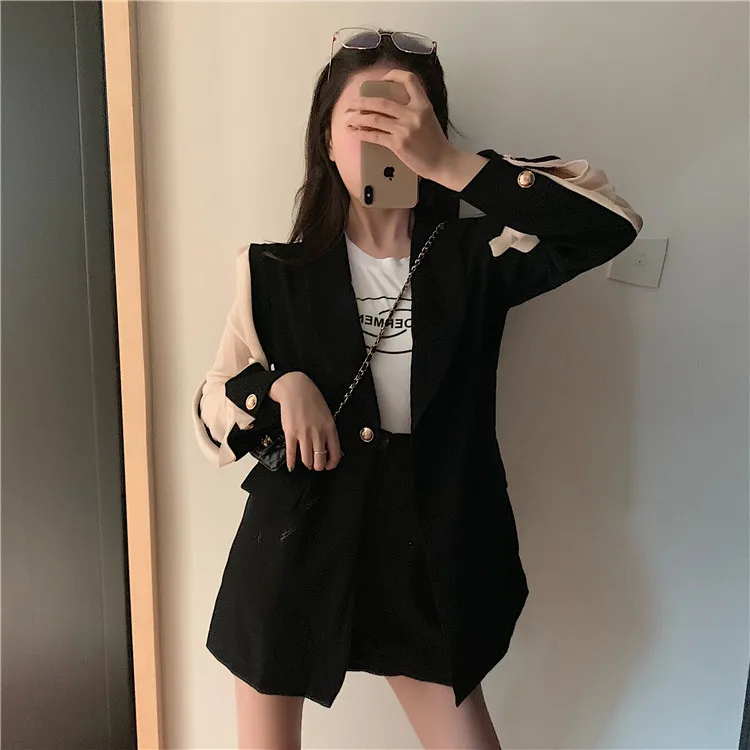 

Photo Shoot Early Autumn Mixed Colors Waist Hugging Lace-up Suit Jacket