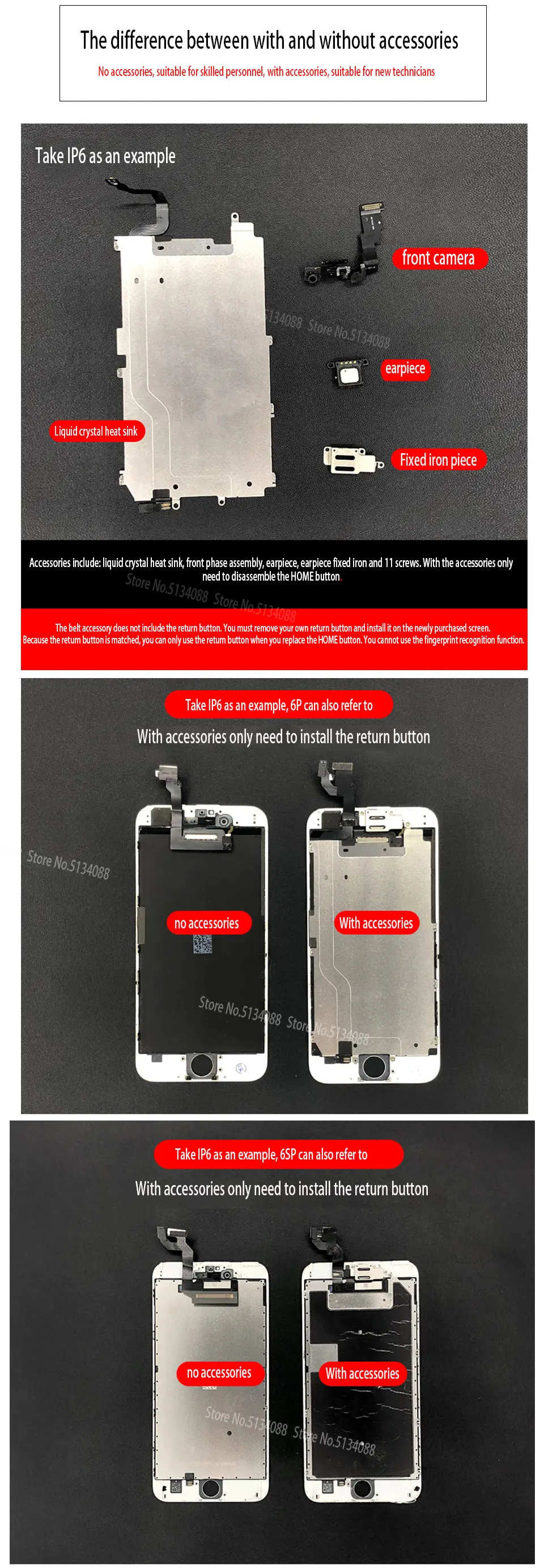 ЖК-дисплей для iPhone 6, 6 P, 6 S, 7, 7 Plus, замена экрана для Apple, 7, 7 Plus, без битых пикселей, дисплей, с 3D сенсорной гарантией