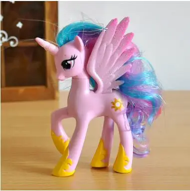 14 см прекрасные игрушки с пони принцесса Луна Пинки Пирог радуги Единорог тире Лошадь Фигурка Коллекция Модель Кукла для девочки - Цвет: 3