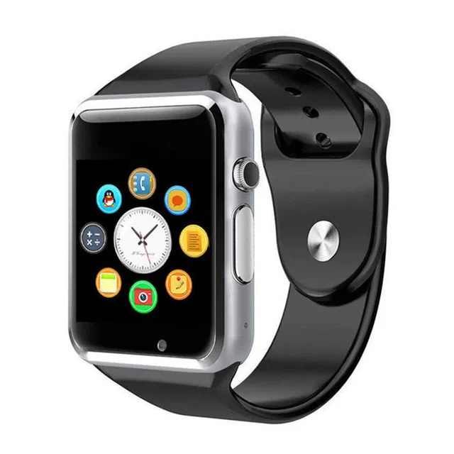 Наручные часы A1 Bluetooth Смарт-часы мужские спортивные Шагомер с сим-камерой Smartwatch для Android смартфона России PK DZ09 - Цвет: Black Silver