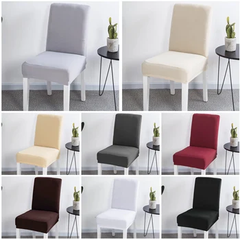

1/2/4/6PCS Spandex Chair Covers Solid Color Stretch Elastic Universal Chair Cover Slipcovers For Dining Room Wedding Kitchen