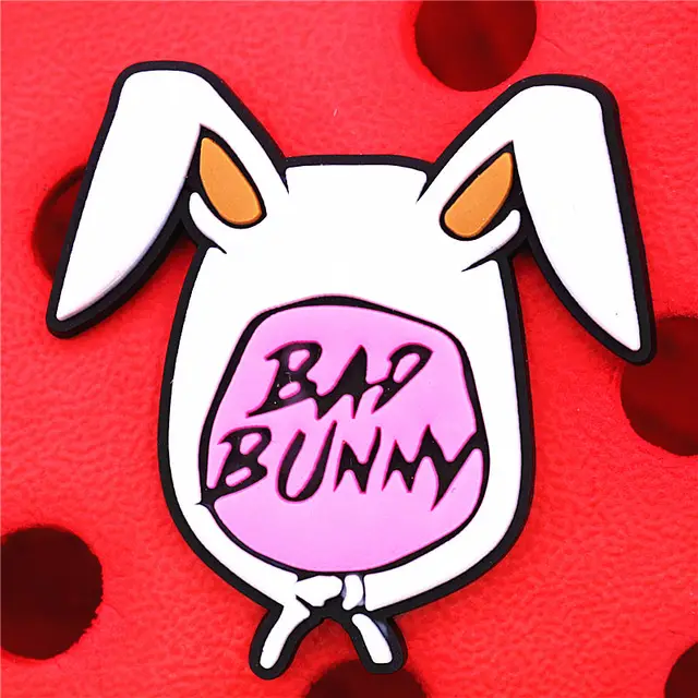 1pcs Bad Bunny Shoe Charms Colorful Windmill Flower Girl Lipstick Slipper Accessories Decoration Fit Croc Jibz Party Kids Gifts U224-4