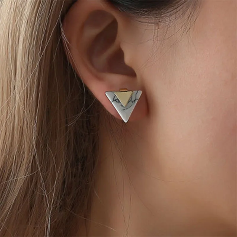 

Vintage Triangular Pine Stud Earrings for Women Simple Fashion Geometric Statement Earrings Female Jewelry Gift Brincos WD611