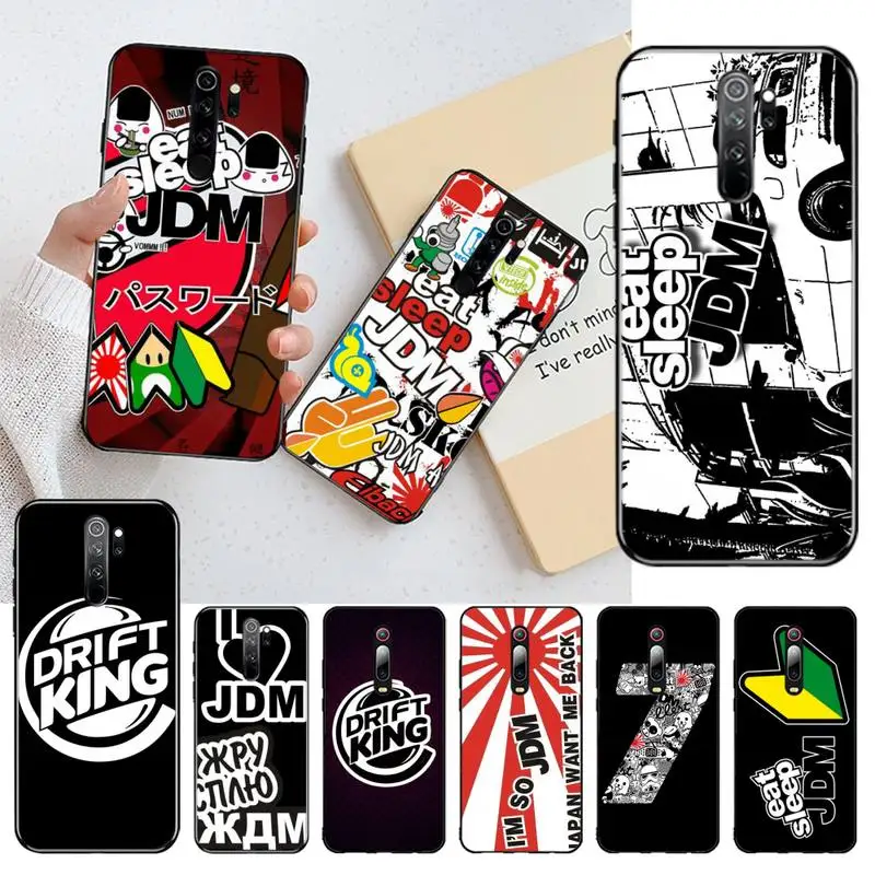 

HPCHCJHM Sticker Bomb eat sleep JDM Coque Shell Phone Case for Redmi Note 8 8A 8T 7 6 6A 5 5A 4 4X 4A Go Pro