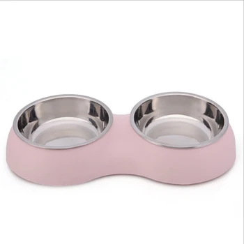 

Tray Pet Feeder Wear Resistant Food Cats Double Bowl Non Spill Stainless Steel Travel Home Wet Round Dogs Anti Corrosion Water