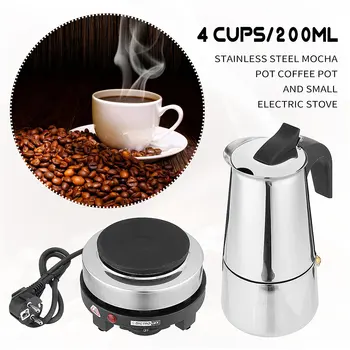 

Portable Espresso Coffee Maker Moka Pot Stainless Steel with Electric stove Filter Percolator Coffee Brewer Kettle Pot