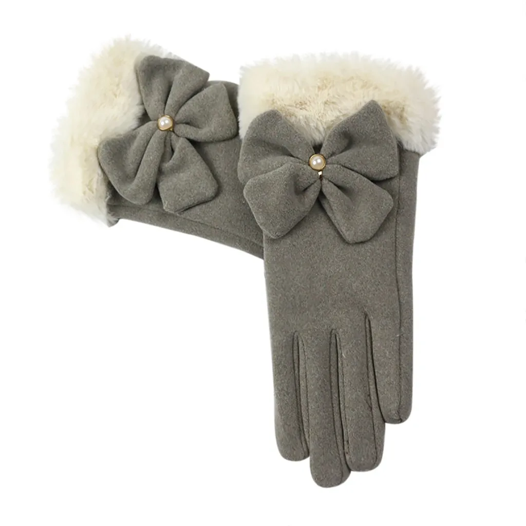 Новые модные женские перчатки с украшениями, зимние женские нескользящие эластичные манжеты с мягкой подкладкой, теплые перчатки с полными пальцами# BL5 - Цвет: Army Green