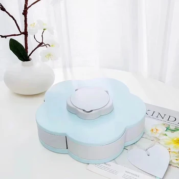 

Candy Snack Fruit Plate Wedding Organizer Food Box 5 Grids Rotatable Container Tray Storage Party Flower Petal Nuts