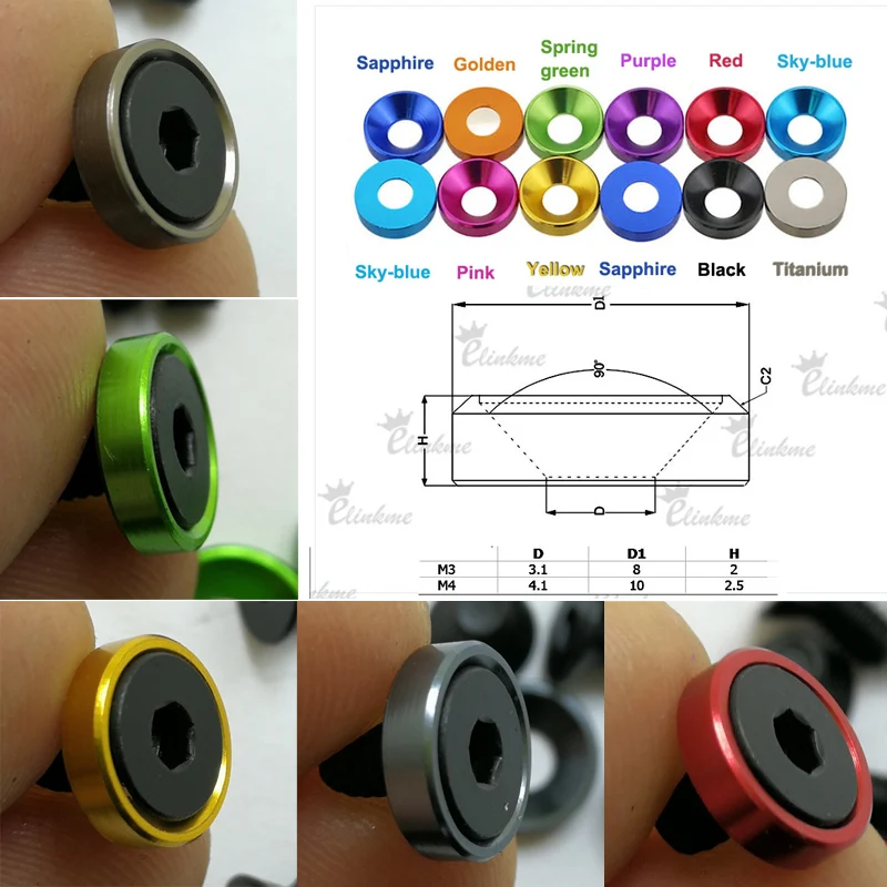 Stainless Steel Screws Screw Bolt Nut Set Hexagon Socket Head Cap Screw 10pcs/lot Stainless steel M4 x8mm Socket Head Cap Black screw with Colors Aluminum gasket