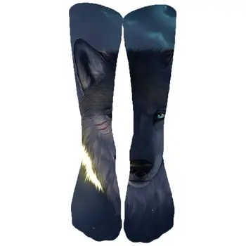 

KYKU Brand Wolf Socks Men Animal Stocking Printed Anime Funny Print Cloud Socks Animal Ladies socks Kawaii Happy New Cool