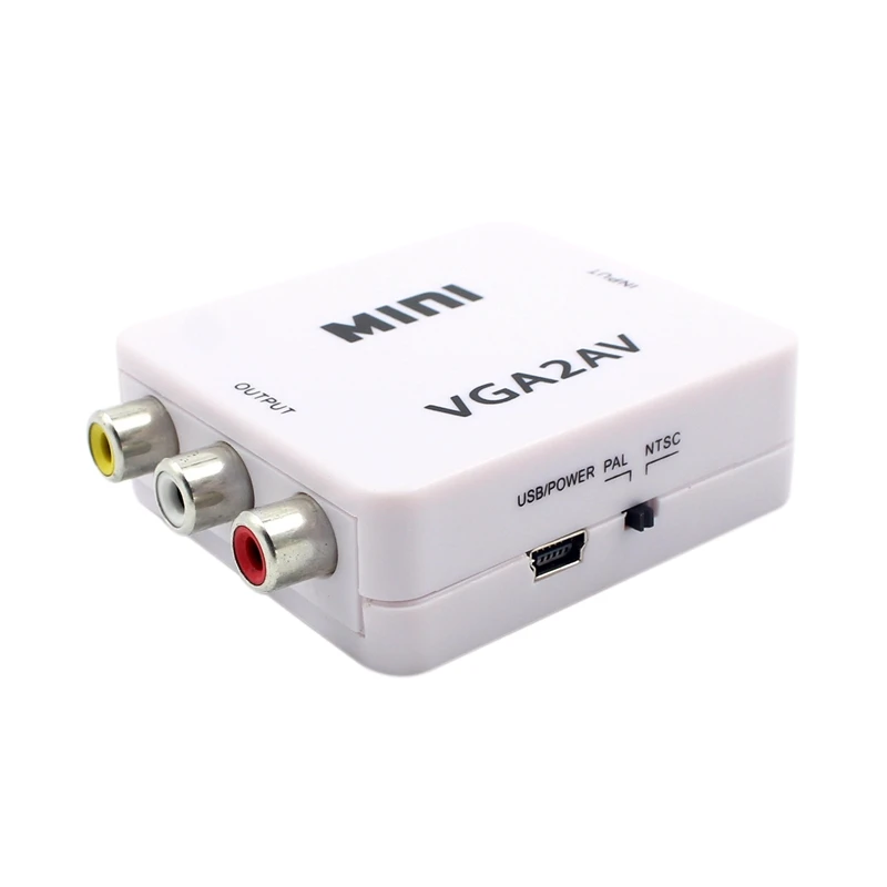 1080P мини VGA к RCA AV конвертер с 3,5 мм VGA 2AV/CVBS Аудио+ аудио к ПК HDTV конвертер