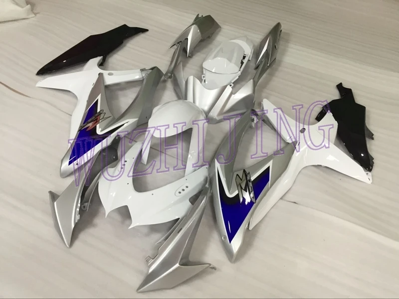 Набор обтекателей 600 08 09 Abs обтекатель GSXR600 08 09 белого и серебристого цвета Пластик Обтекатели GSX R 600 2008-2010 K8 - Цвет: INJECTION mold