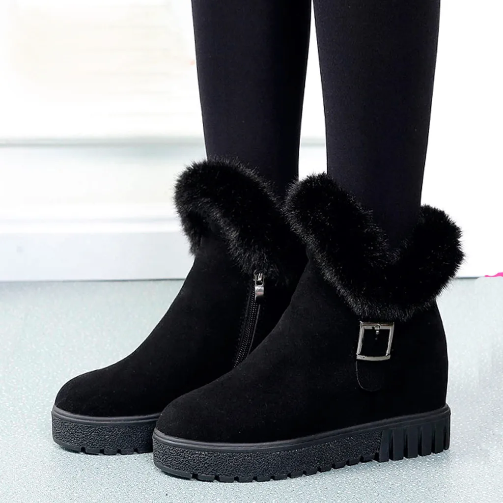 SAGACE Winter wild wedge with velvet boots thick non-slip warm women's short tube cotton boots solid color Zipper female boots